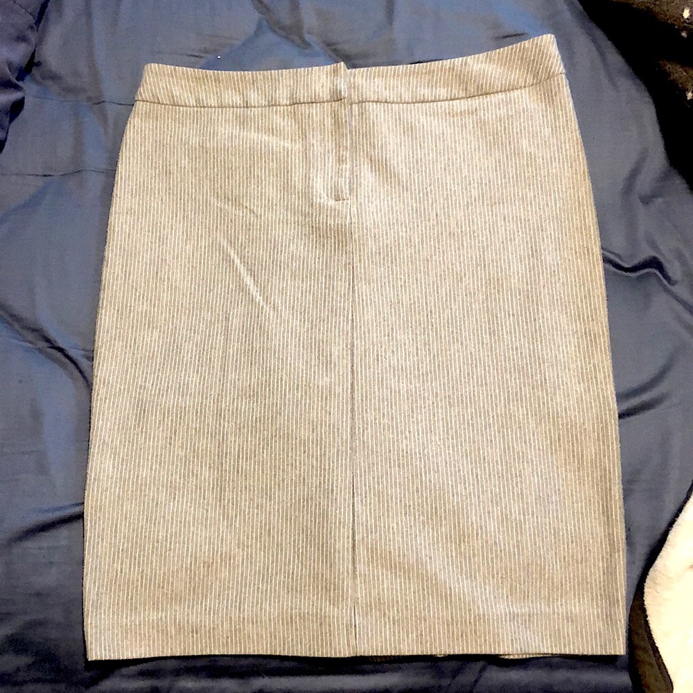 Soft Grey and White Pinstriped Petite Skirt